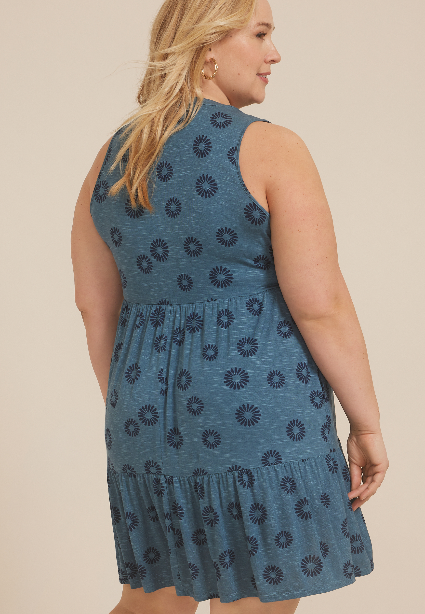 Plus Size 24/7 Bare Printed Notch Neck Dress, C2255, large