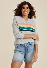Twill Striped Relaxed Fit Sweatshirt, C3348, small