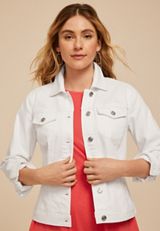 White Denim Jacket, WHITE, small