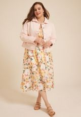 Plus Size Color Denim Work Jacket, , small