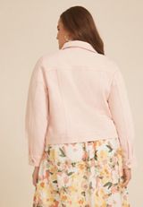 Plus Size Color Denim Work Jacket, , small
