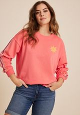 Embroidered Sun Relaxed Fit Sweatshirt, C9334, small