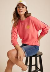 Embroidered Sun Relaxed Fit Sweatshirt, C9334, small