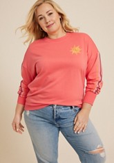 Plus Size Love Applique Dip Dye Relaxed Fit Sweatshirt