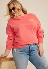 Plus Size Embroidered Sun Relaxed Fit Sweatshirt, C9334, small