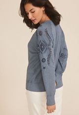 Burn Wash Eyelet Sleeve Sweatshirt, C1919, small