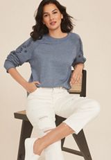 Burn Wash Eyelet Sleeve Sweatshirt, C1919, small