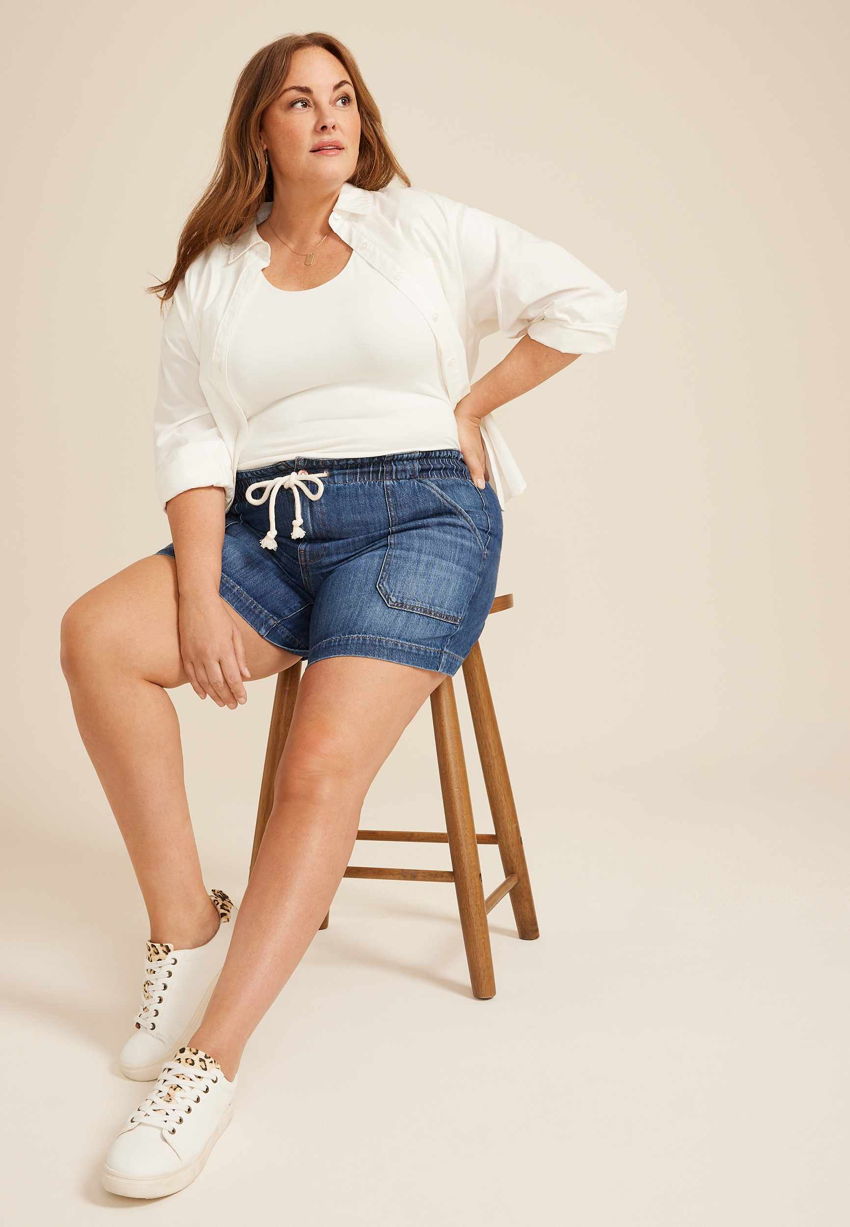 Plus Size m jeans by maurices™ Soft Dark High Rise 6in Short
