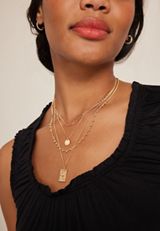 Gold Locket Layered Necklace, , small