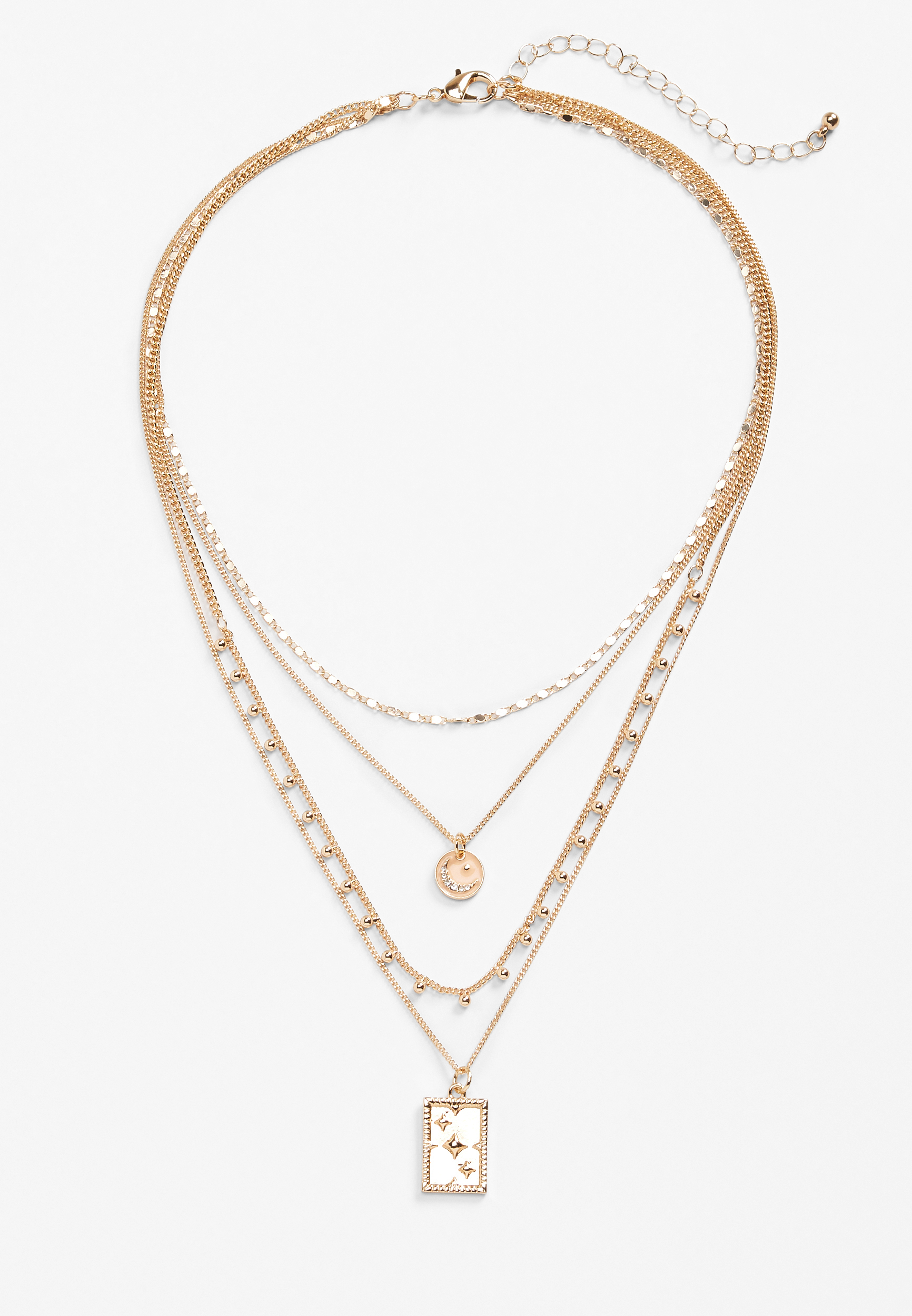 Gold Locket Layered Necklace, , large