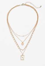 Gold Locket Layered Necklace, , small