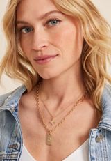 Gold Horseshoe Charm Double Layered Necklace, , small