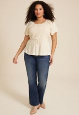 Plus Size Crochet Peplum Top, C183, small