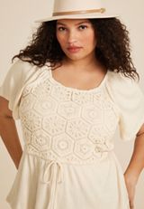 Plus Size Crochet Peplum Top, C183, small
