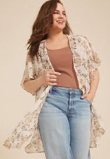 Plus Size Floral Kimono, C5883, small