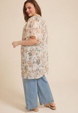Plus Size Floral Kimono, C5883, small