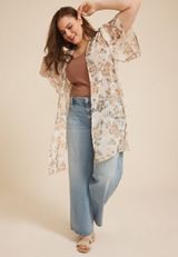 Plus Size Floral Kimono, C5883, small
