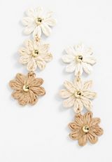 Triple Floral Raffia Drop Earrings, C115, small