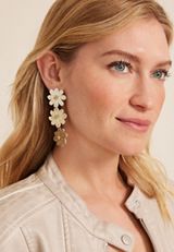 Triple Floral Raffia Drop Earrings, C115, small