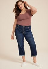 Plus Size m jeans by maurices&trade; Mid Rise Back Flap Pocket Straight Cropped Jean, C258, small