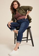 Plus Size m jeans by maurices&trade; Mid Rise Back Flap Pocket Straight Cropped Jean, C258, small