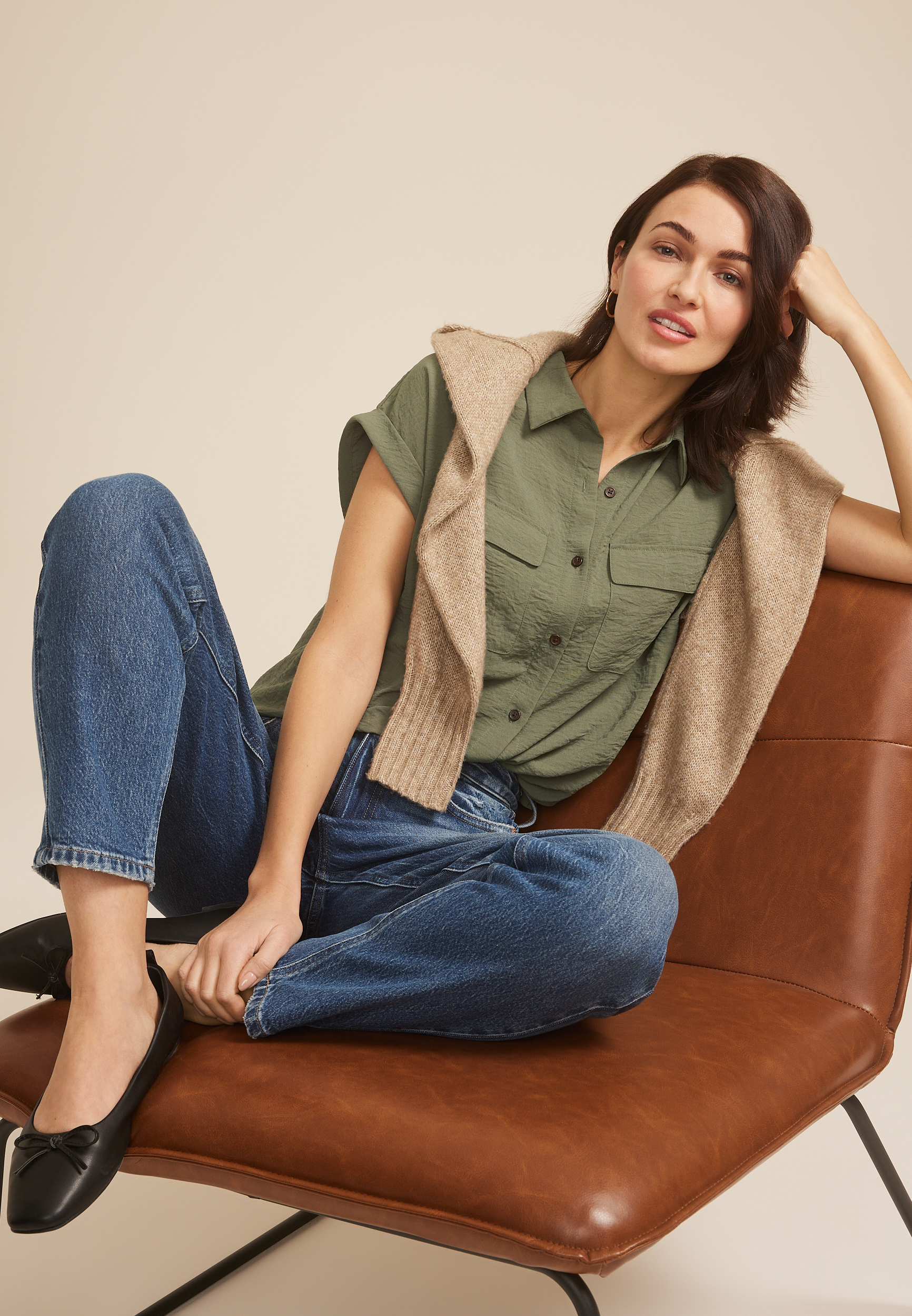 Button Down Shirt, ULTIMATE OLIVE, large