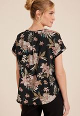 Delton Floral Zipper Back Blouse, BLACK COMBO, small