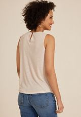 Mixed Fabric Lace Tank Top, STORMY BLUSH, small