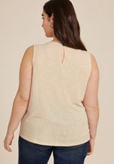 Plus Size Mixed Fabric Lace Tank Top, STORMY BLUSH, small