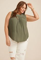 Plus Size Lace Trim Tank Top, C3142, small