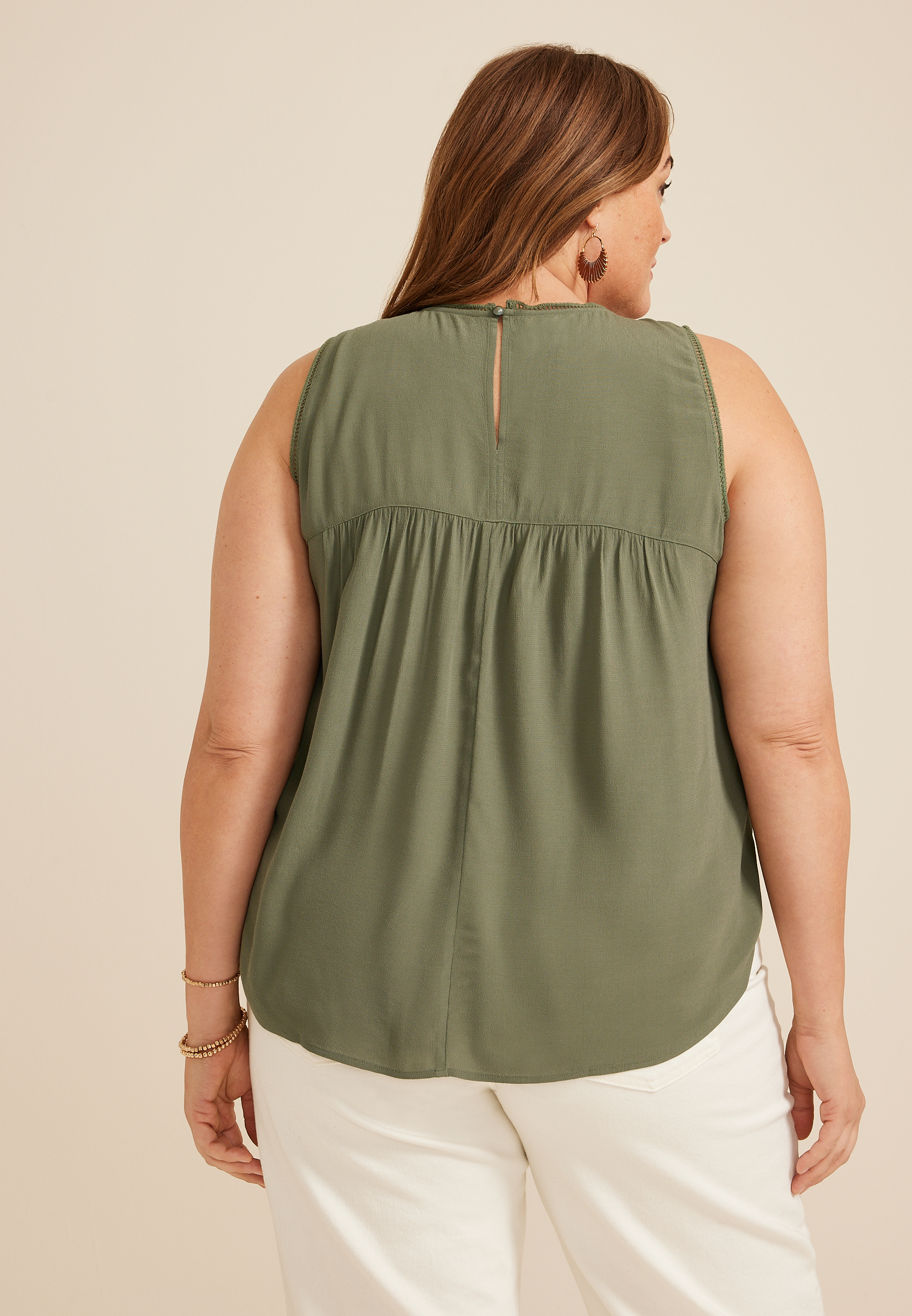Plus Size Lace Trim Tank Top, C3142, large