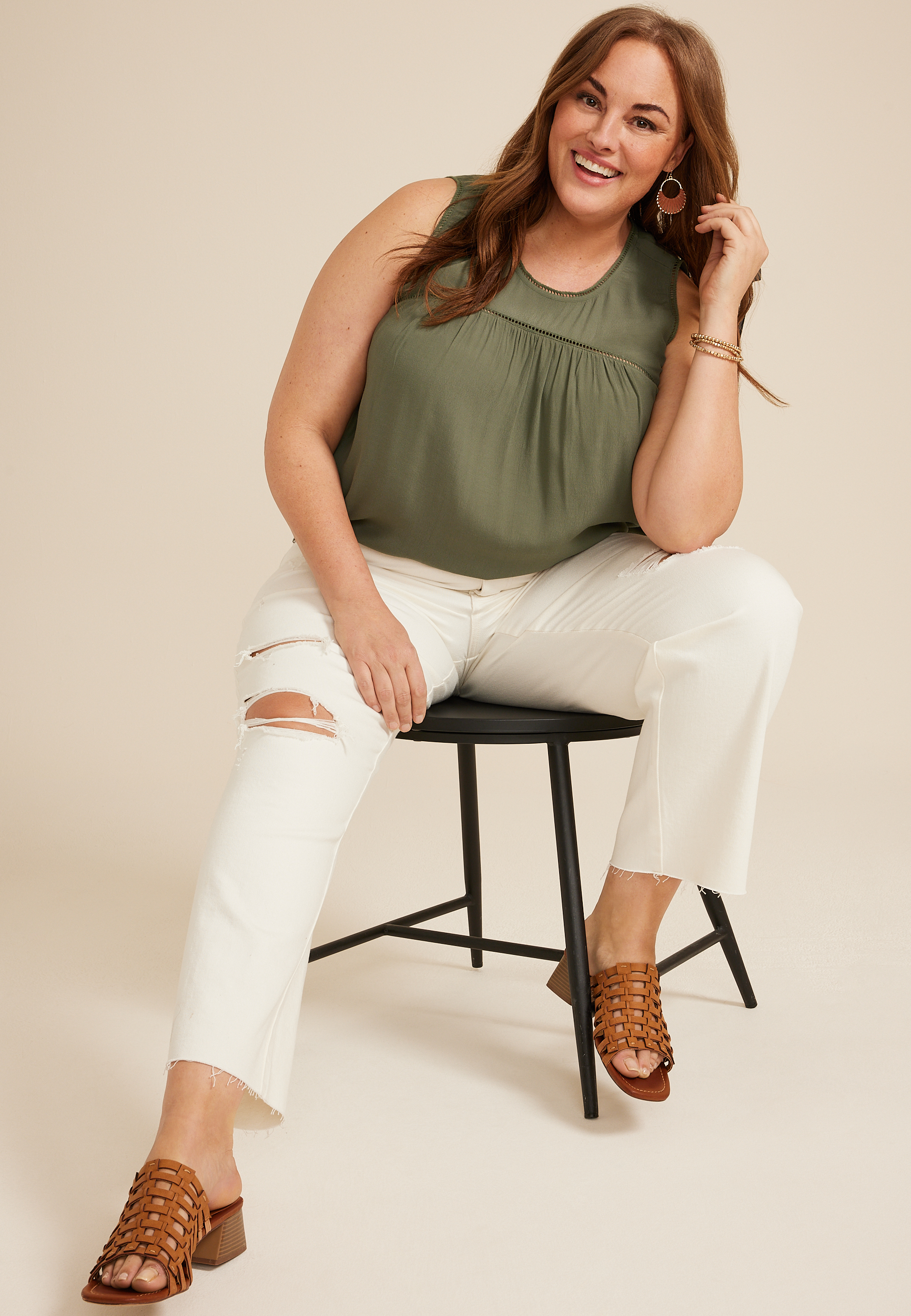 Plus Size Lace Trim Tank Top, C3142, large