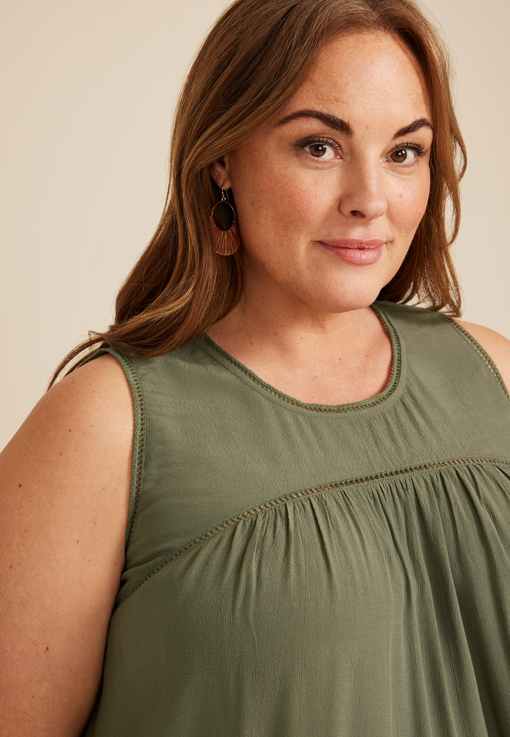 Plus Size Lace Trim Tank Top, C3142, large