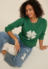 Shamrock Crew Neck Sweater, C8268, small