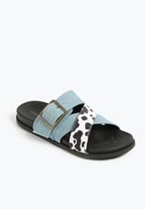 SuperCush Emilia Denim Cowprint Footbed Sandal, , small