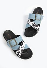 SuperCush Emilia Denim Cowprint Footbed Sandal, , small
