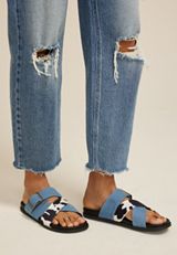 SuperCush Emilia Denim Cowprint Footbed Sandal, , small