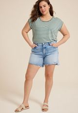 Plus Size Flying Monkey&trade; High Rise Frayed Hem 5in Short, , small