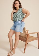 Plus Size Flying Monkey&trade; High Rise Frayed Hem 5in Short, , small