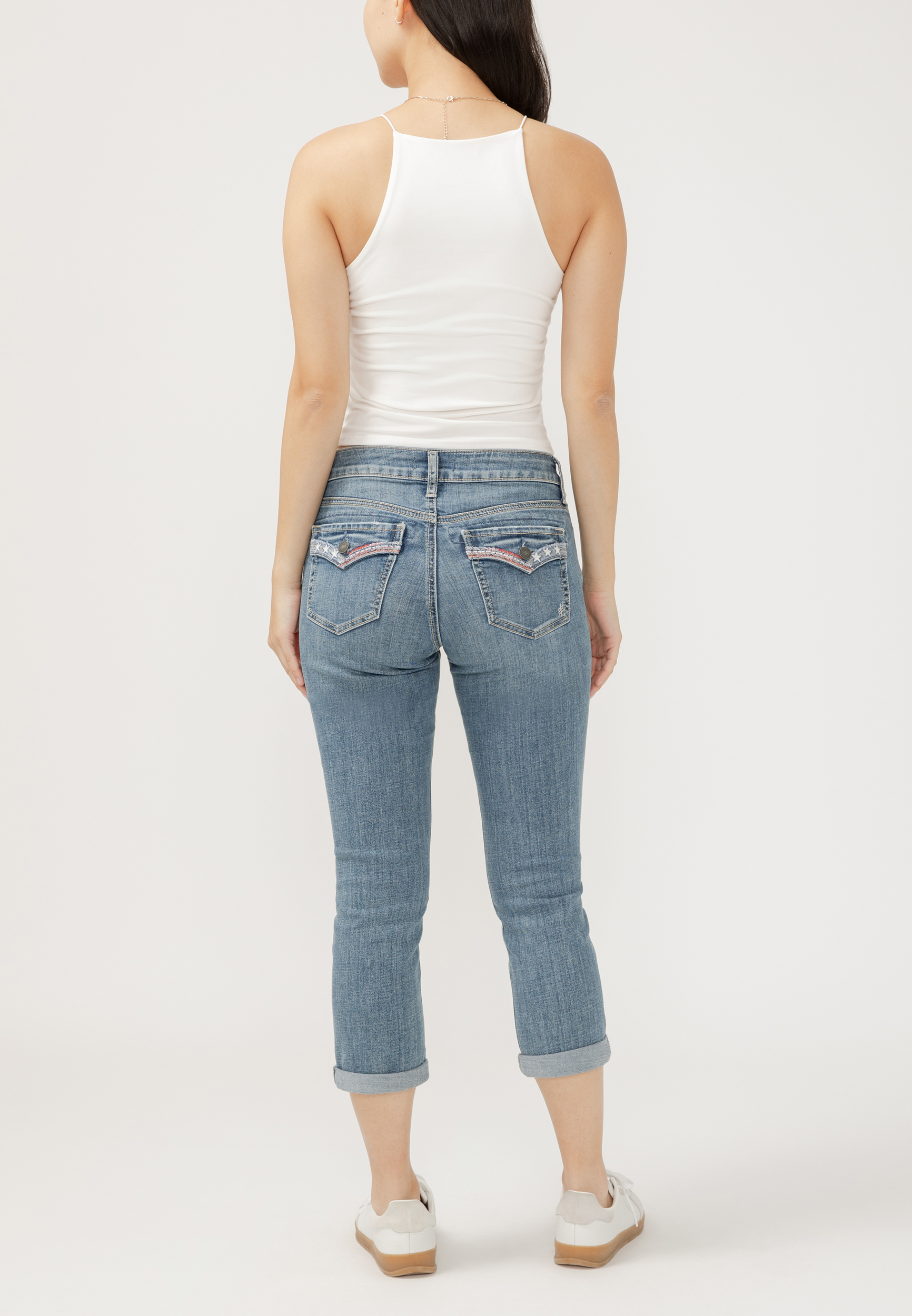 Silver Jeans Co.® Elyse Mid Rise Luxe Stretch Americana Cuffed Capri