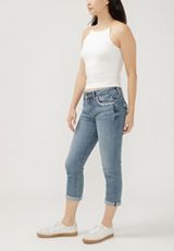 Silver Jeans Co.&reg; Elyse Mid Rise Luxe Stretch Americana Cuffed Capri, C2806, small