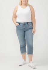 Plus Size Silver Jeans Co.&reg; Elyse Mid Rise Luxe Stretch Americana Cuffed Capri, C2806, small