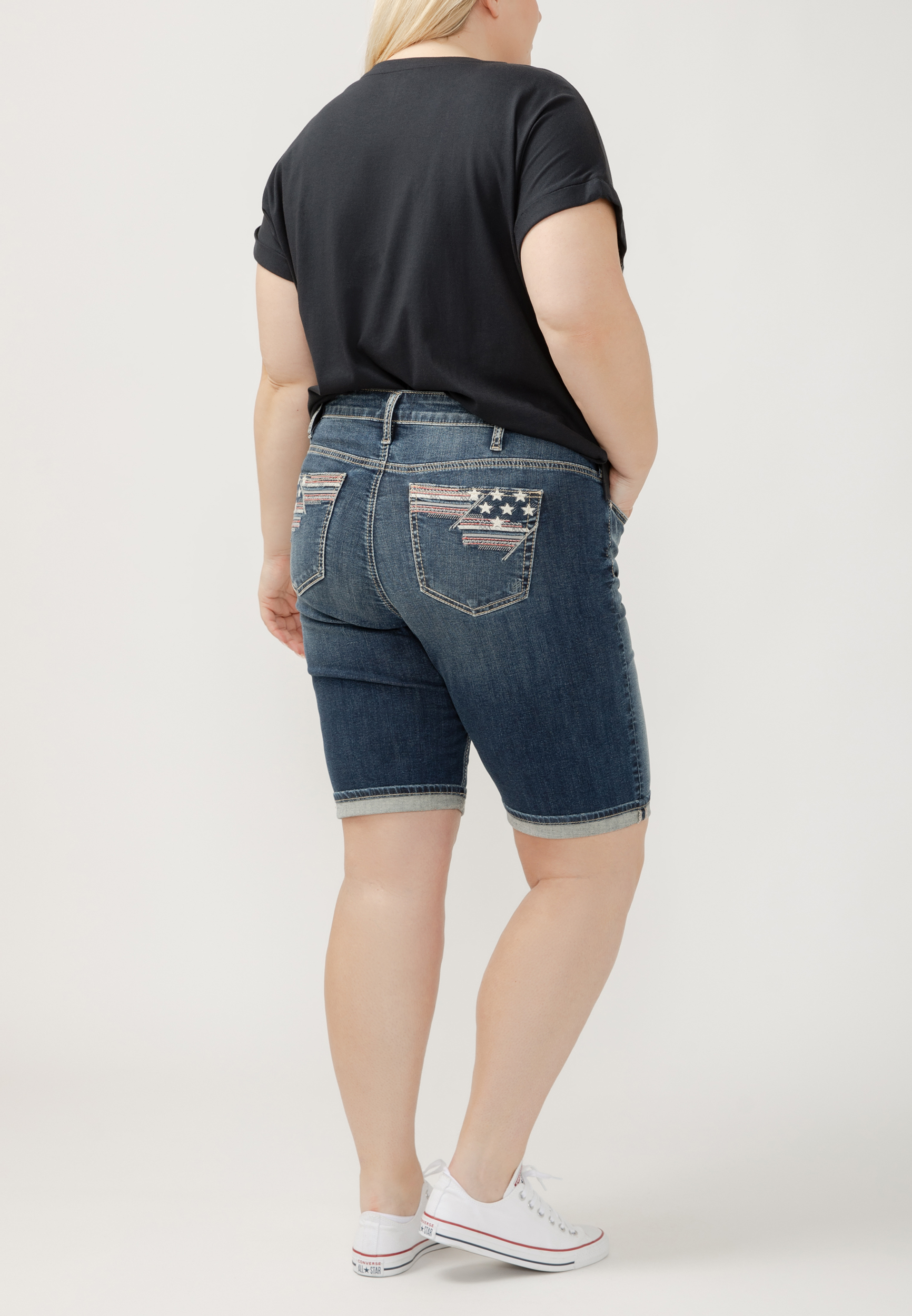 Plus Size Silver Jeans Co.® Suki Curvy Mid Rise Americana 10in Bermuda Short