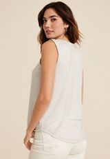 Effortless Ruched Striped Tank Top, C3986, small