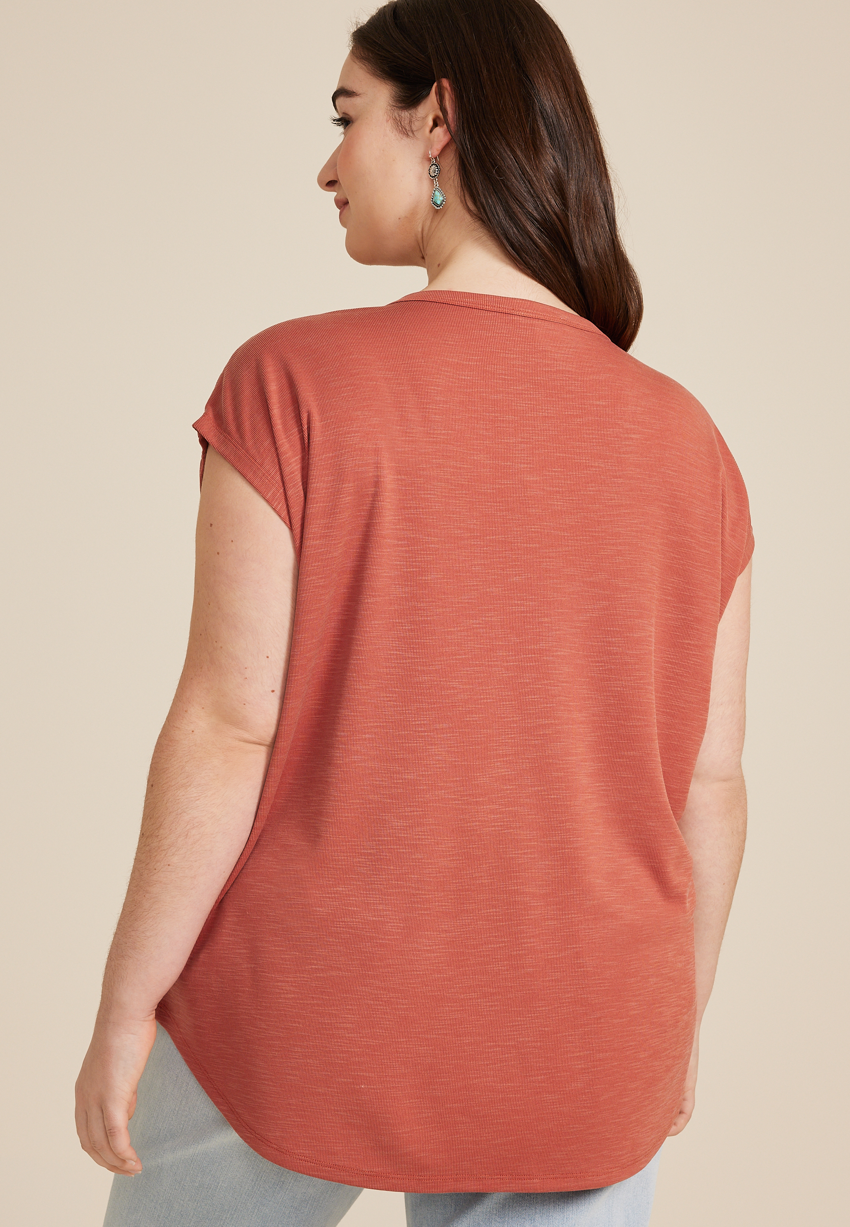 Plus Size Smocked Yoke Dolman Tee, C9347, large