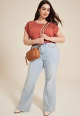 Plus Size Smocked Yoke Dolman Tee, C9347, small
