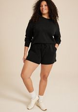 Plus Size Cloud Scuba Knit High Rise 4in Short, , small