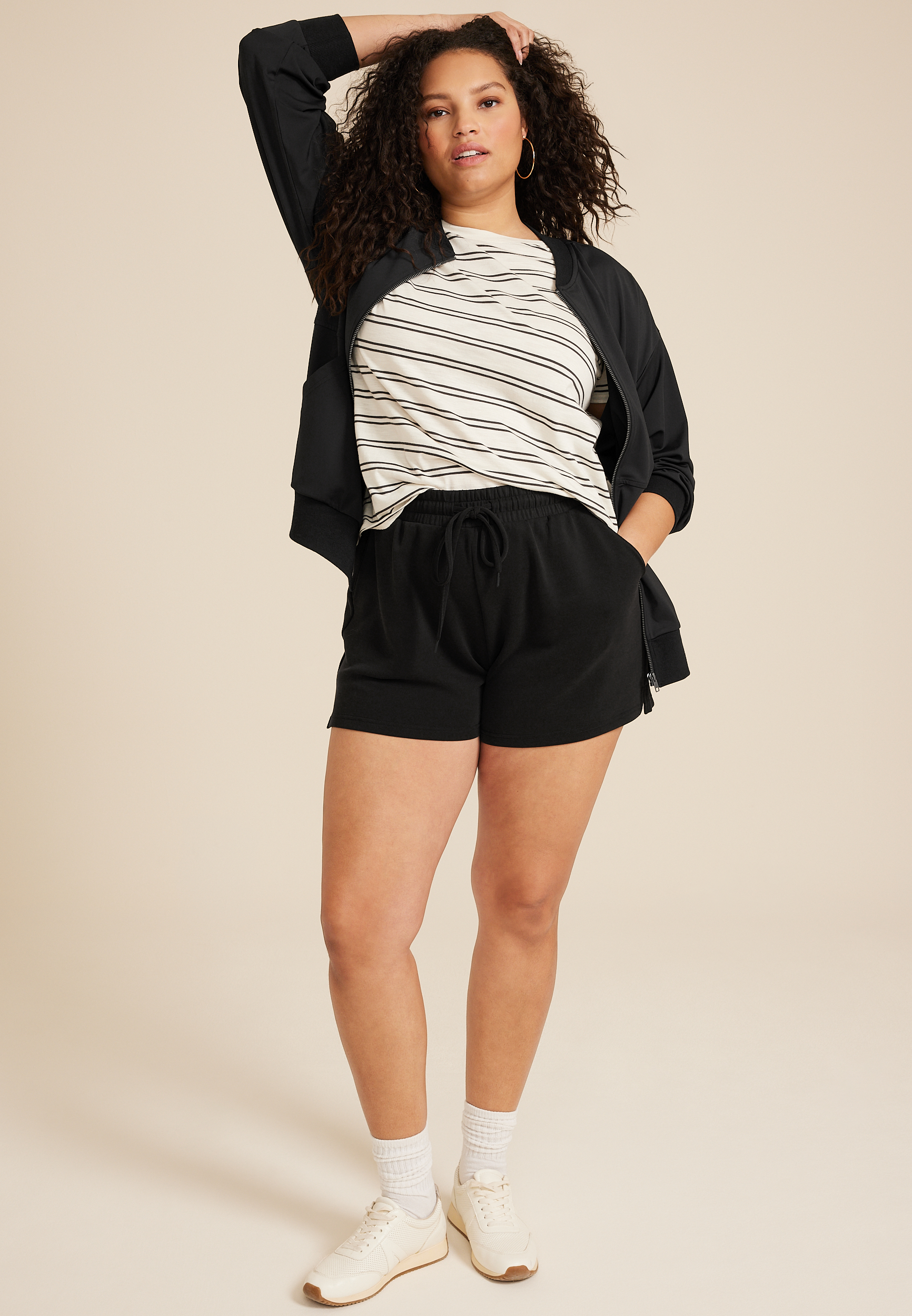 Plus Size Cloud Scuba Knit High Rise 4in Short, , large