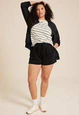 Plus Size Cloud Scuba Knit High Rise 4in Short, , small