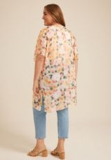 Plus Size Multi Floral Kimono, , small